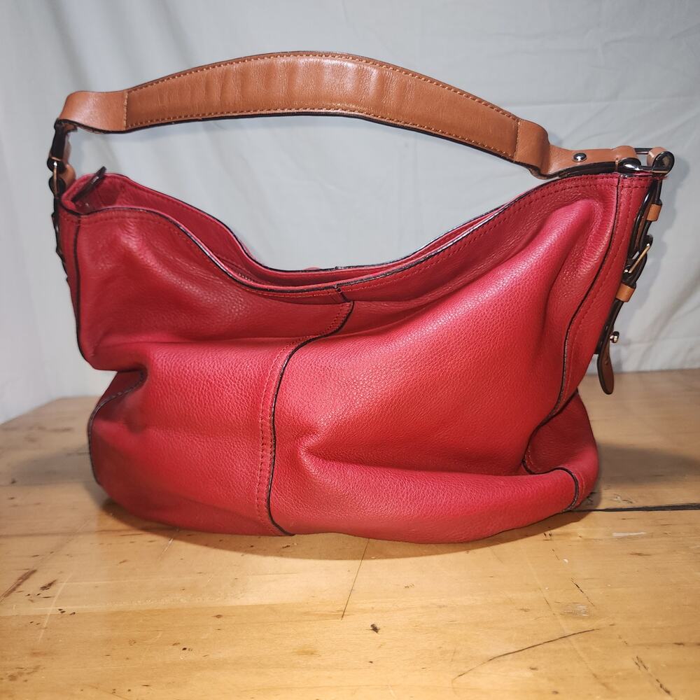 RALPH LAUREN Red Leather Shoulder Bag Purse